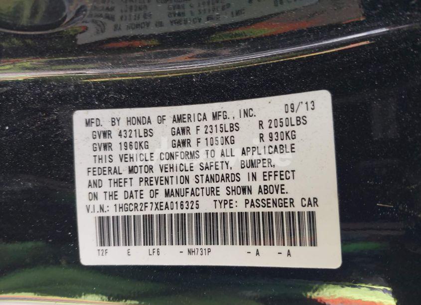 Photo 9 of 2014 Honda Accord EX (VIN 1HGCR2F7XEA016325)