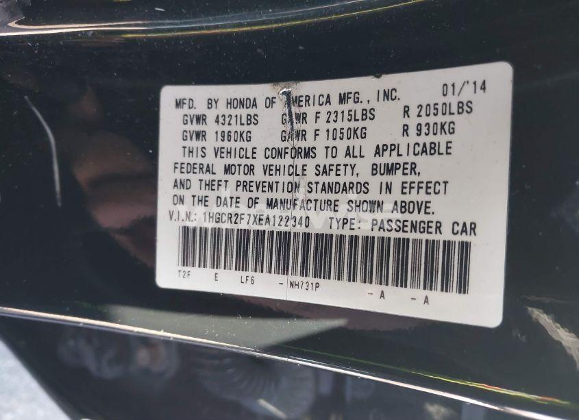Photo 9 of 2014 Honda Accord EX (VIN 1HGCR2F7XEA122340)