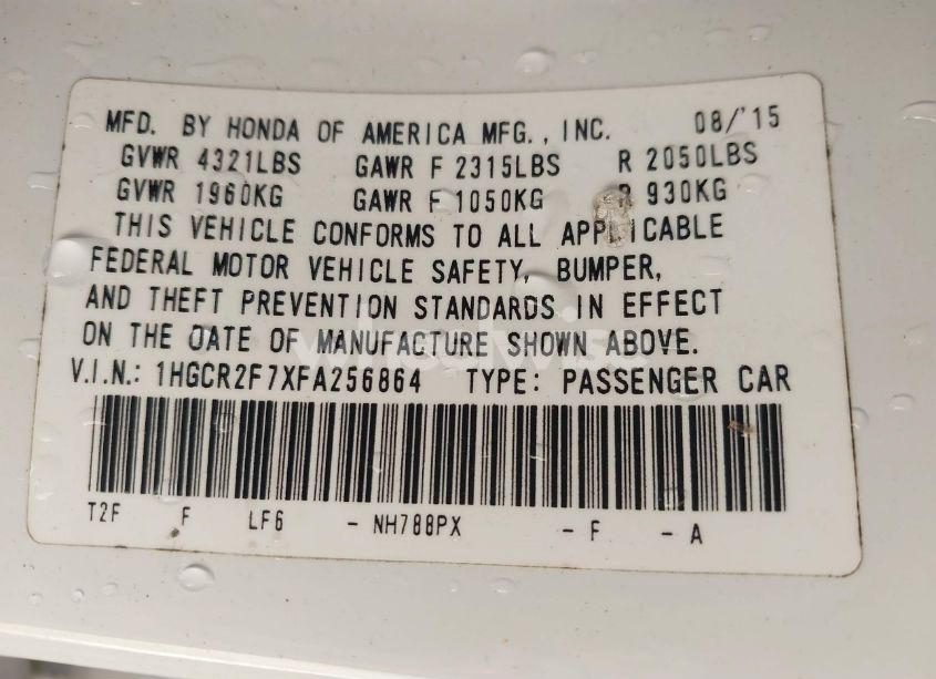 Photo 9 of 2015 Honda Accord EX (VIN 1HGCR2F7XFA256864)