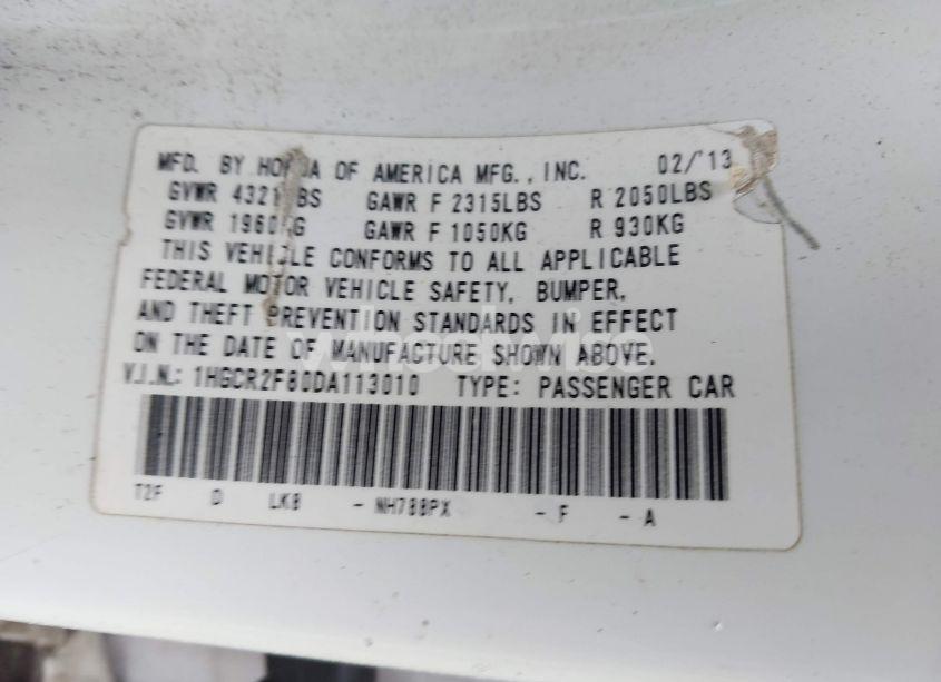 Photo 9 of 2013 Honda Accord EX-L (VIN 1HGCR2F80DA113010)