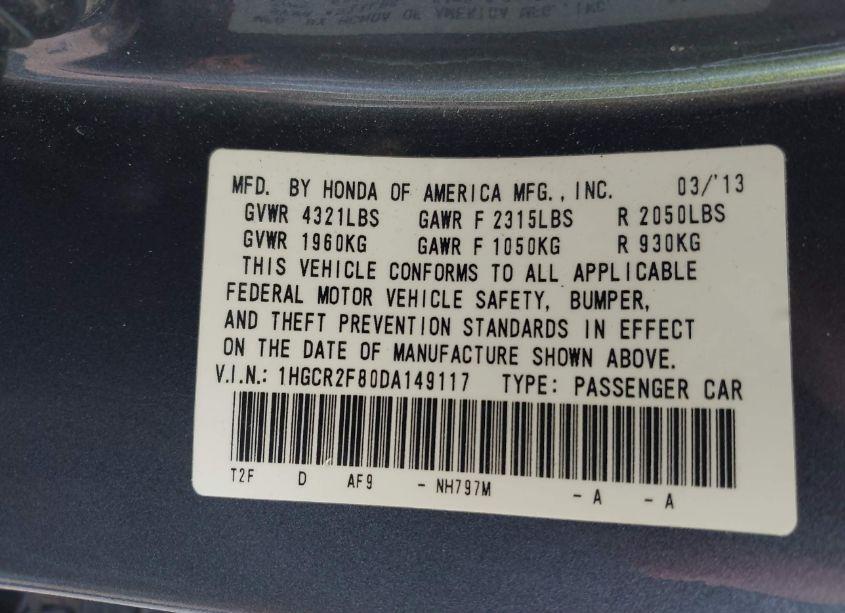 Photo 9 of 2013 Honda Accord EX-L (VIN 1HGCR2F80DA149117)