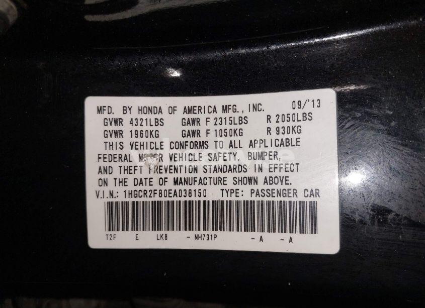 Photo 9 of 2014 Honda Accord EX-L (VIN 1HGCR2F80EA038150)