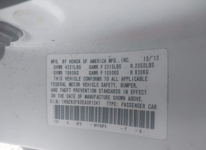 Photo 9 of 2014 Honda Accord EX-L (VIN 1HGCR2F80EA061041)