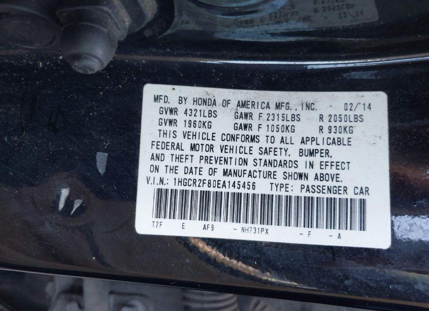 Photo 9 of 2014 Honda Accord EX-L (VIN 1HGCR2F80EA145456)