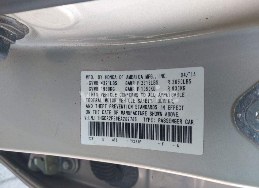 Photo 9 of 2014 Honda Accord EX-L (VIN 1HGCR2F80EA202786)