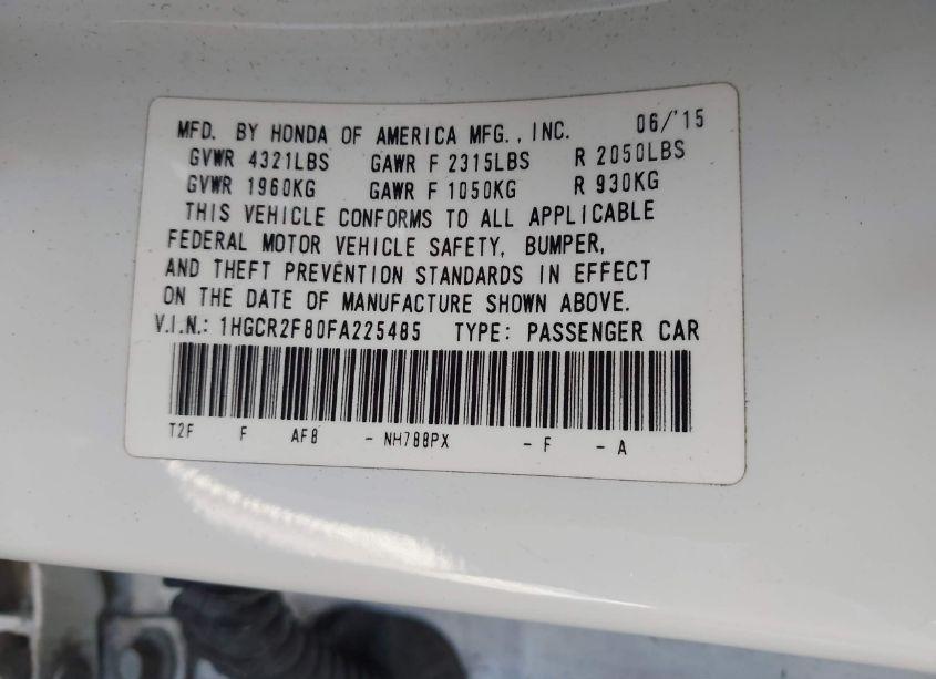 Photo 9 of 2015 Honda Accord EX-L (VIN 1HGCR2F80FA225485)