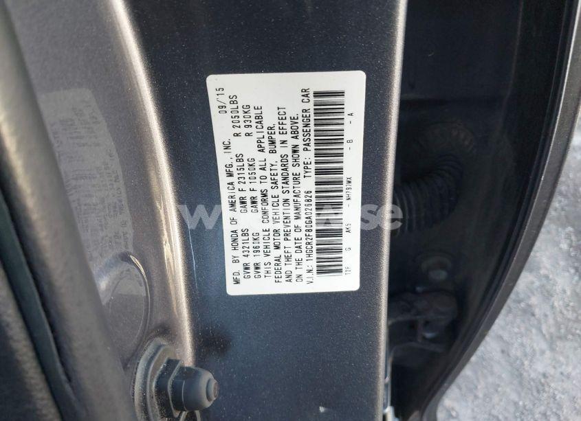 Photo 9 of 2016 Honda Accord EX-L (VIN 1HGCR2F80GA026826)