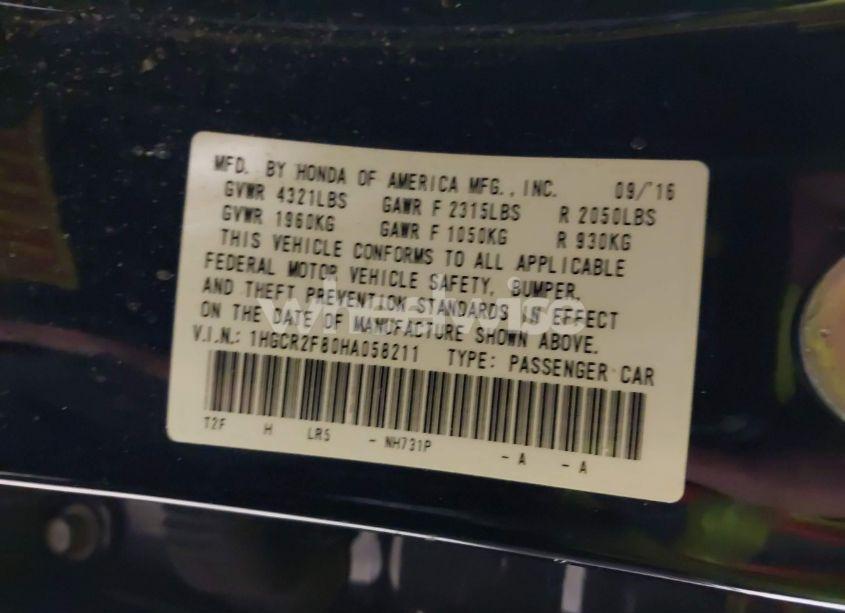 Photo 9 of 2017 Honda Accord EX-L (VIN 1HGCR2F80HA058211)