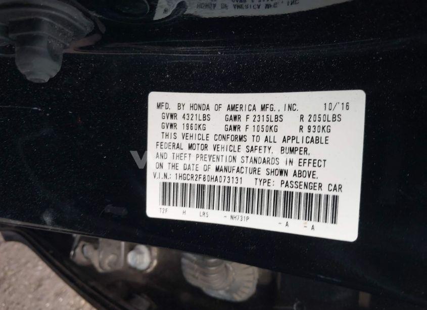 Photo 9 of 2017 Honda Accord EX-L (VIN 1HGCR2F80HA073131)