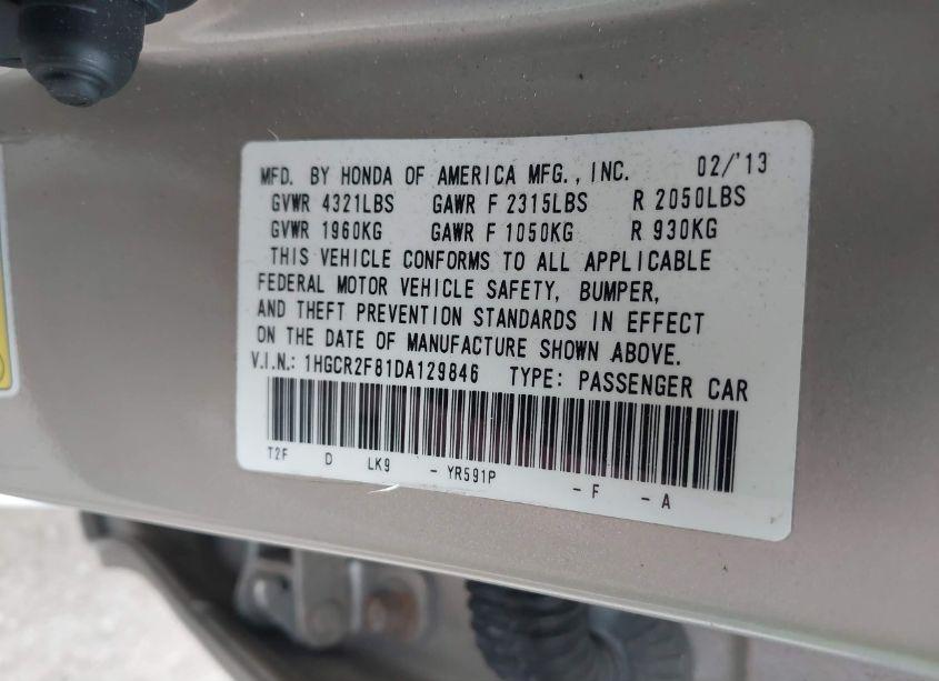 Photo 9 of 2013 Honda Accord EX-L (VIN 1HGCR2F81DA129846)