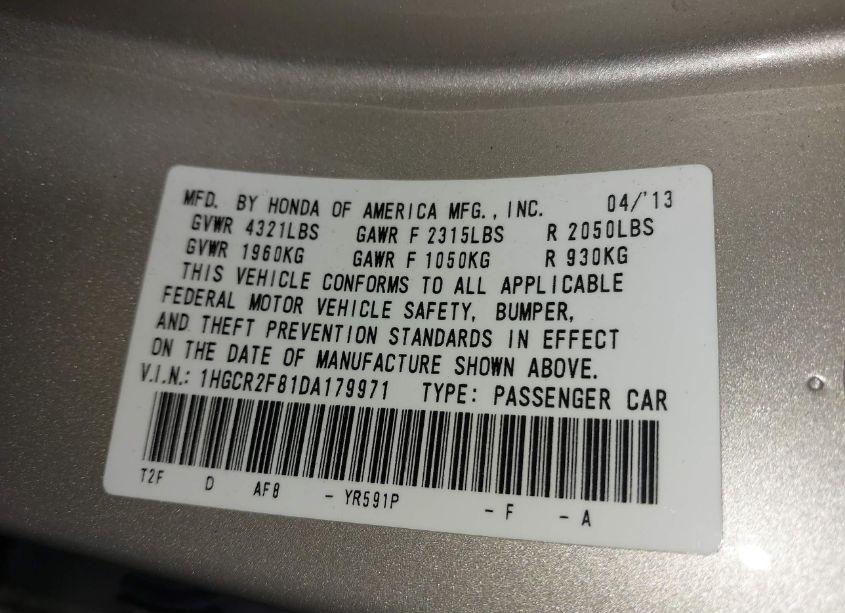 Photo 9 of 2013 Honda Accord EX-L (VIN 1HGCR2F81DA179971)