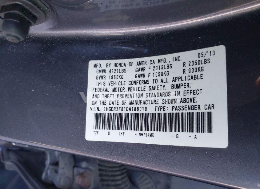 Photo 9 of 2013 Honda Accord EX-L (VIN 1HGCR2F81DA188010)