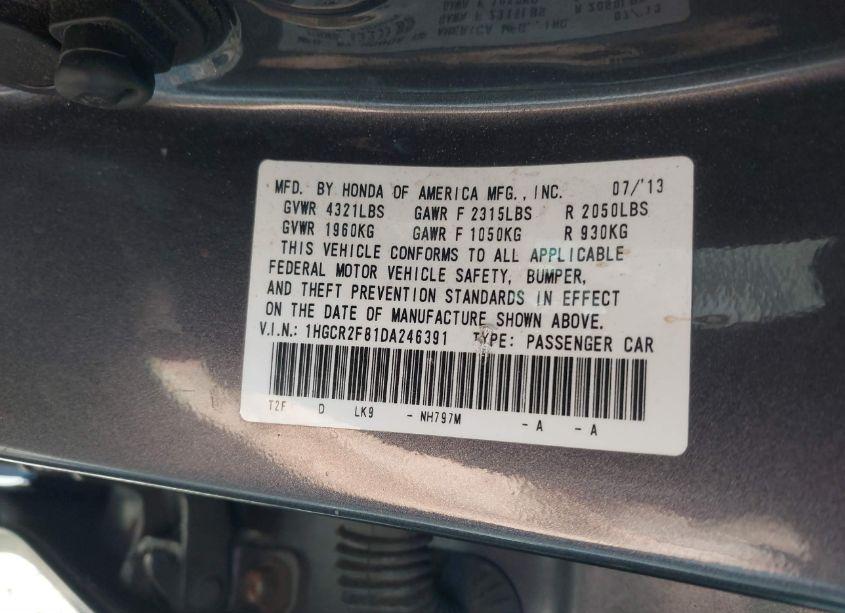 Photo 9 of 2013 Honda Accord EX-L (VIN 1HGCR2F81DA246391)