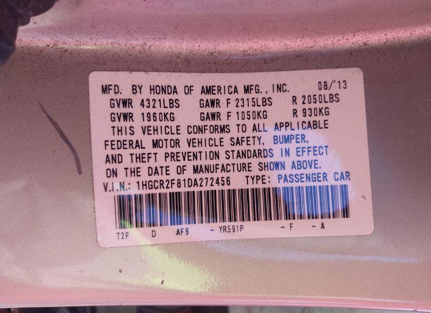 Photo 9 of 2013 Honda Accord EX-L (VIN 1HGCR2F81DA272456)