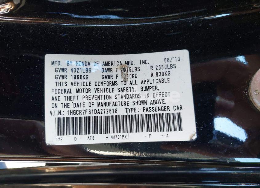 Photo 9 of 2013 Honda Accord EX-L (VIN 1HGCR2F81DA272618)