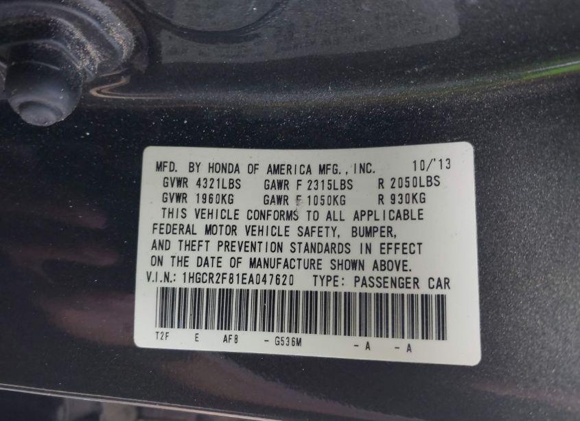 Photo 9 of 2014 Honda Accord EX-L (VIN 1HGCR2F81EA047620)