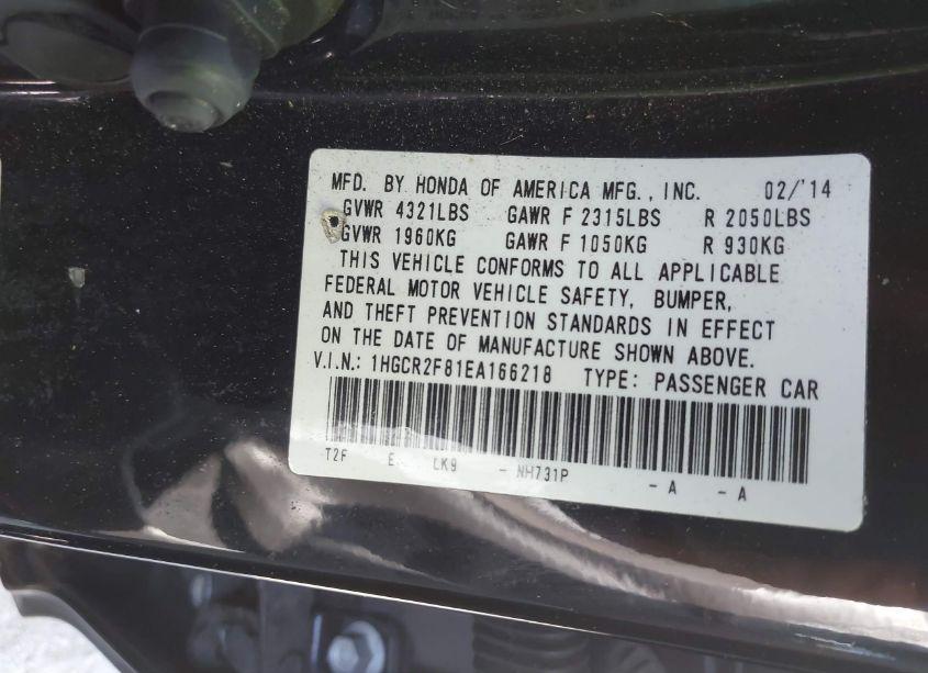 Photo 9 of 2014 Honda Accord EX-L (VIN 1HGCR2F81EA166218)