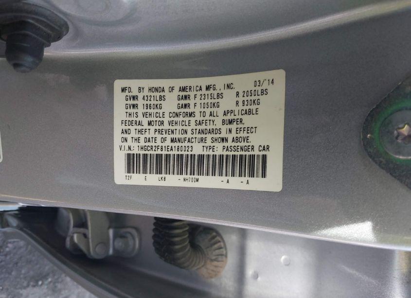 Photo 9 of 2014 Honda Accord EX-L (VIN 1HGCR2F81EA180023)