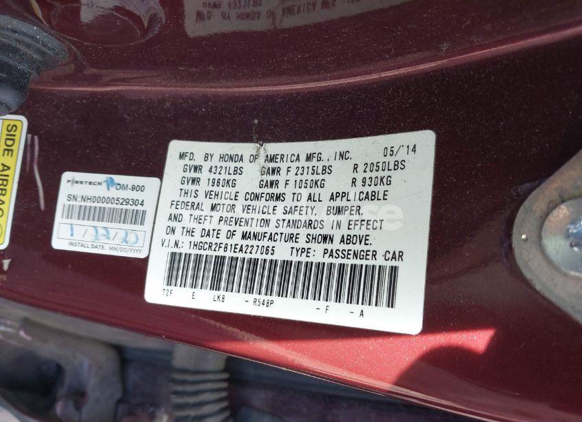 Photo 8 of 2014 Honda Accord EX-L (VIN 1HGCR2F81EA227065)