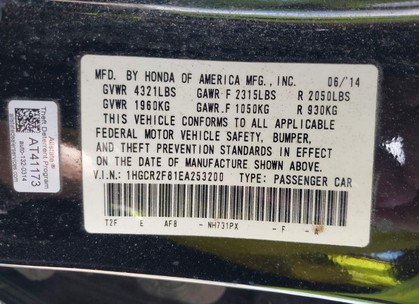 Photo 9 of 2014 Honda Accord EX-L (VIN 1HGCR2F81EA253200)