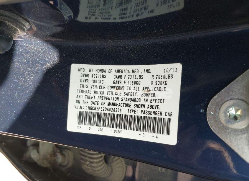 Photo 9 of 2013 Honda Accord EX-L (VIN 1HGCR2F82DA026256)