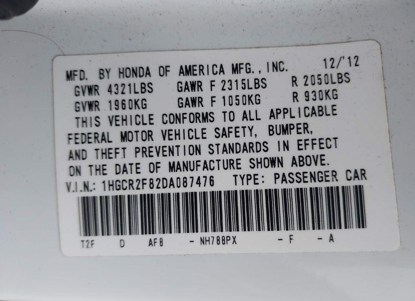 Photo 9 of 2013 Honda Accord EX-L (VIN 1HGCR2F82DA087476)