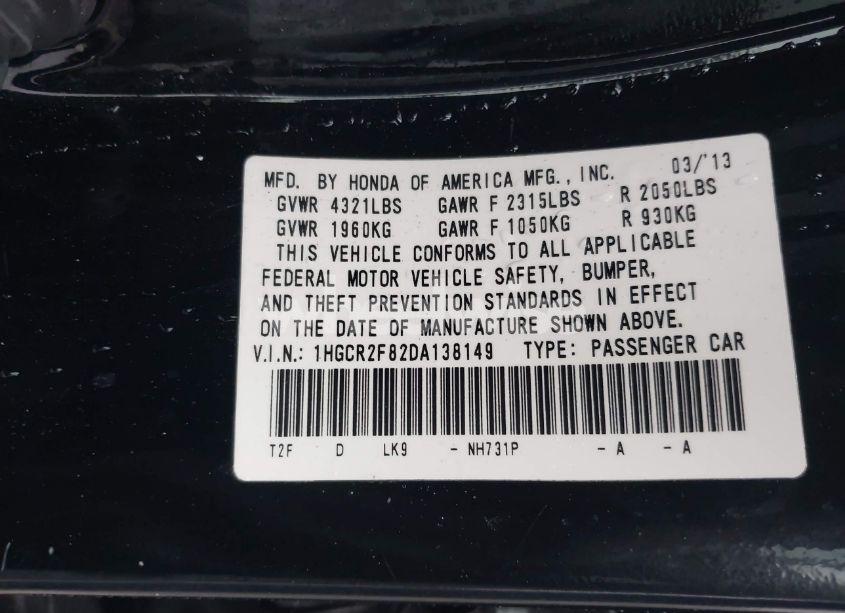 Photo 9 of 2013 Honda Accord EX-L (VIN 1HGCR2F82DA138149)