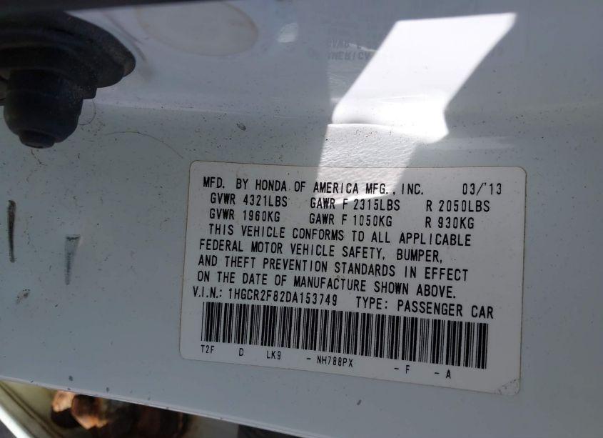 Photo 9 of 2013 Honda Accord EX-L (VIN 1HGCR2F82DA153749)