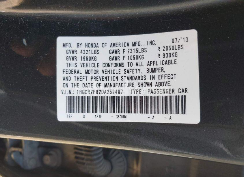 Photo 9 of 2013 Honda Accord EX-L (VIN 1HGCR2F82DA259487)