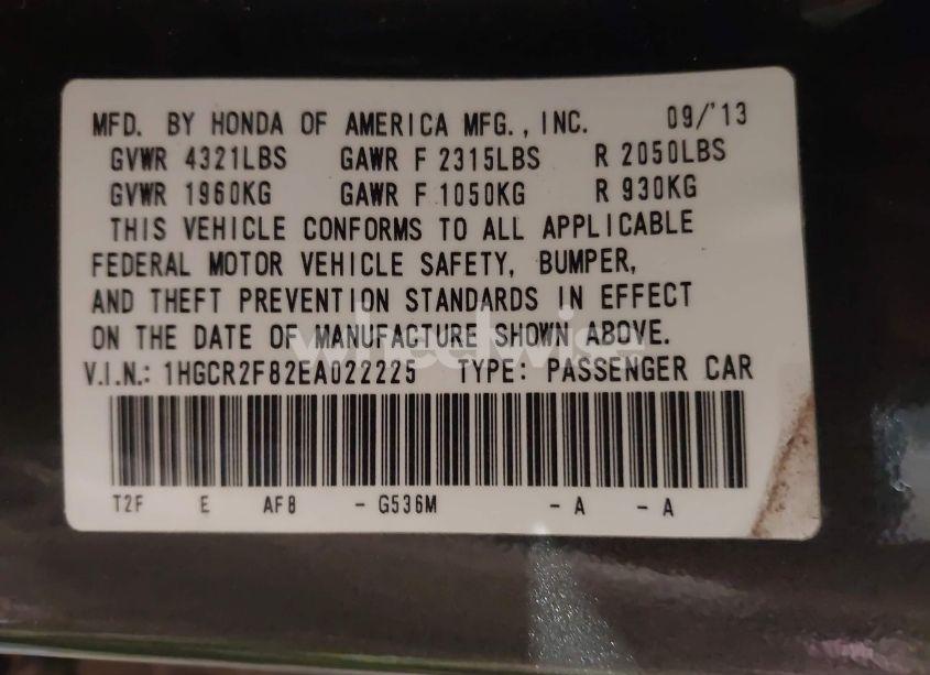 Photo 9 of 2014 Honda Accord EX-L (VIN 1HGCR2F82EA022225)