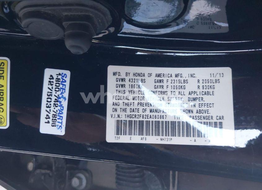 Photo 9 of 2014 Honda Accord EX-L (VIN 1HGCR2F82EA080867)