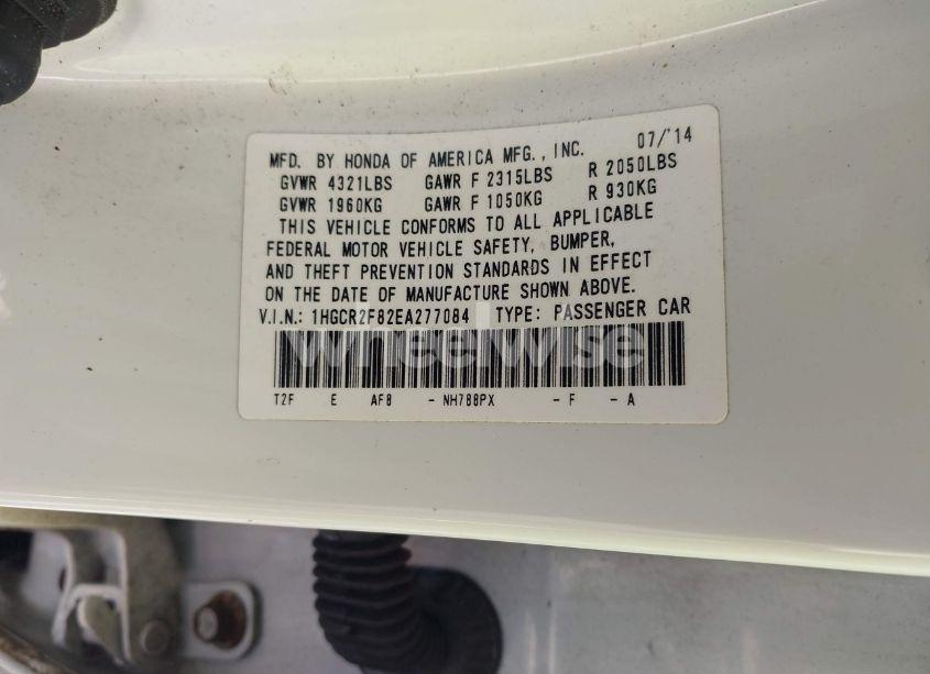 Photo 9 of 2014 Honda Accord EX-L (VIN 1HGCR2F82EA277084)