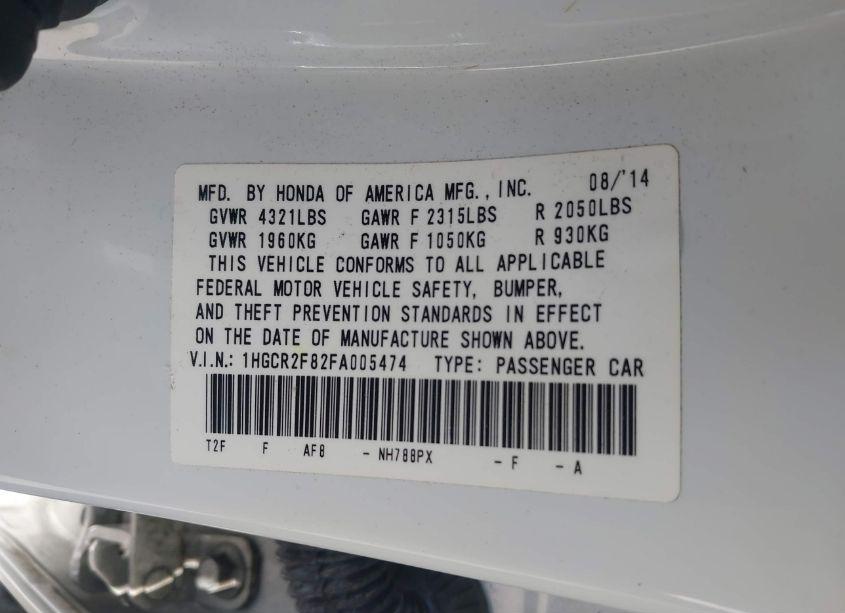 Photo 9 of 2015 Honda Accord EX-L (VIN 1HGCR2F82FA005474)