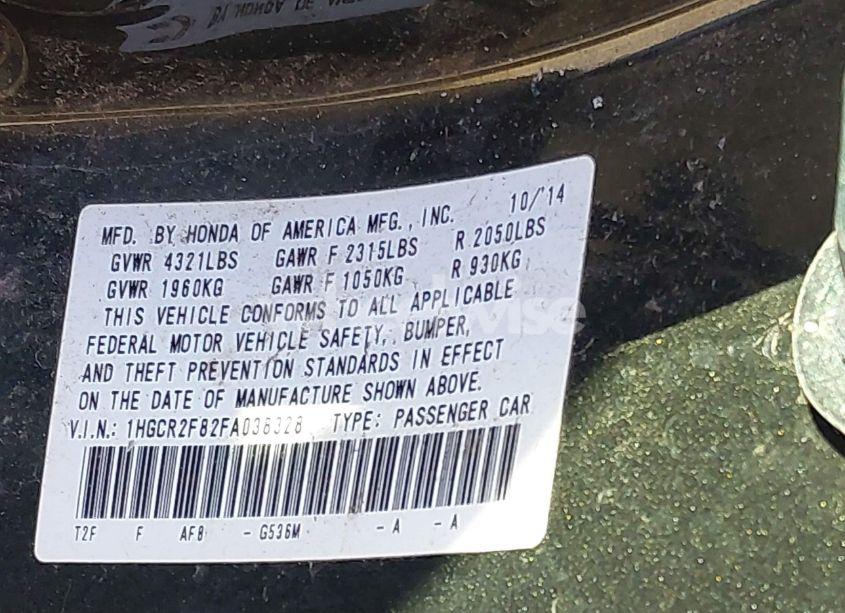 Photo 9 of 2015 Honda Accord EX-L (VIN 1HGCR2F82FA038328)