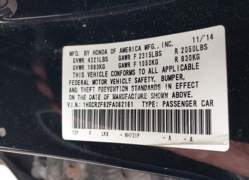 Photo 9 of 2015 Honda Accord EX-L (VIN 1HGCR2F82FA062161)