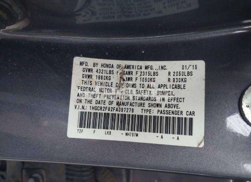 Photo 9 of 2015 Honda Accord EX-L (VIN 1HGCR2F82FA097279)