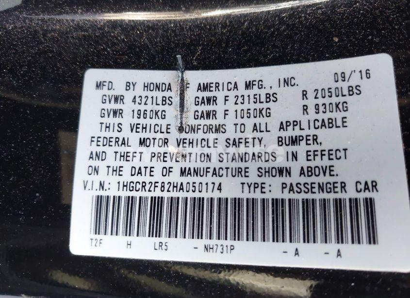 Photo 9 of 2017 Honda Accord EX-L (VIN 1HGCR2F82HA050174)