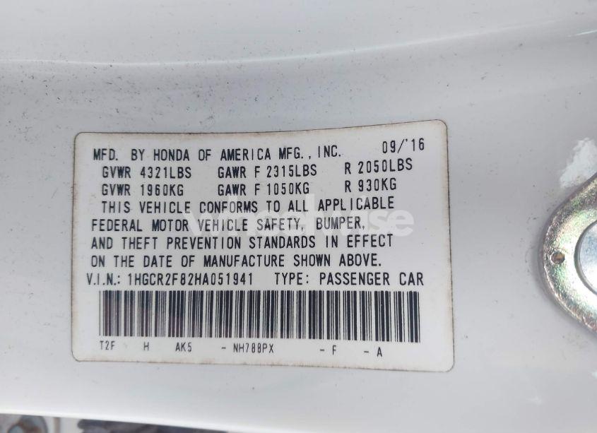 Photo 9 of 2017 Honda Accord EX-L (VIN 1HGCR2F82HA051941)