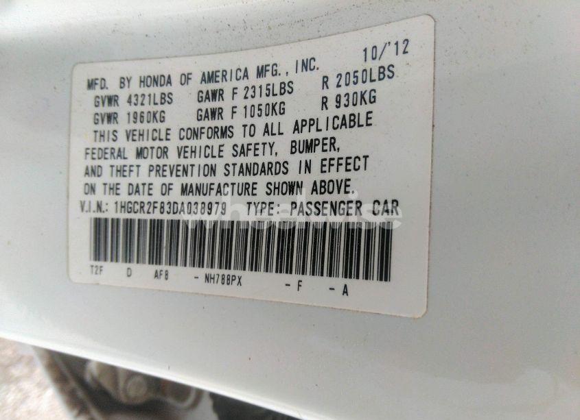 Photo 9 of 2013 Honda Accord EX-L (VIN 1HGCR2F83DA038979)