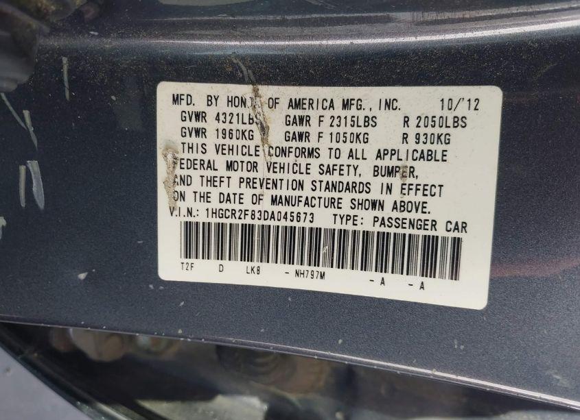 Photo 9 of 2013 Honda Accord EX-L (VIN 1HGCR2F83DA045673)