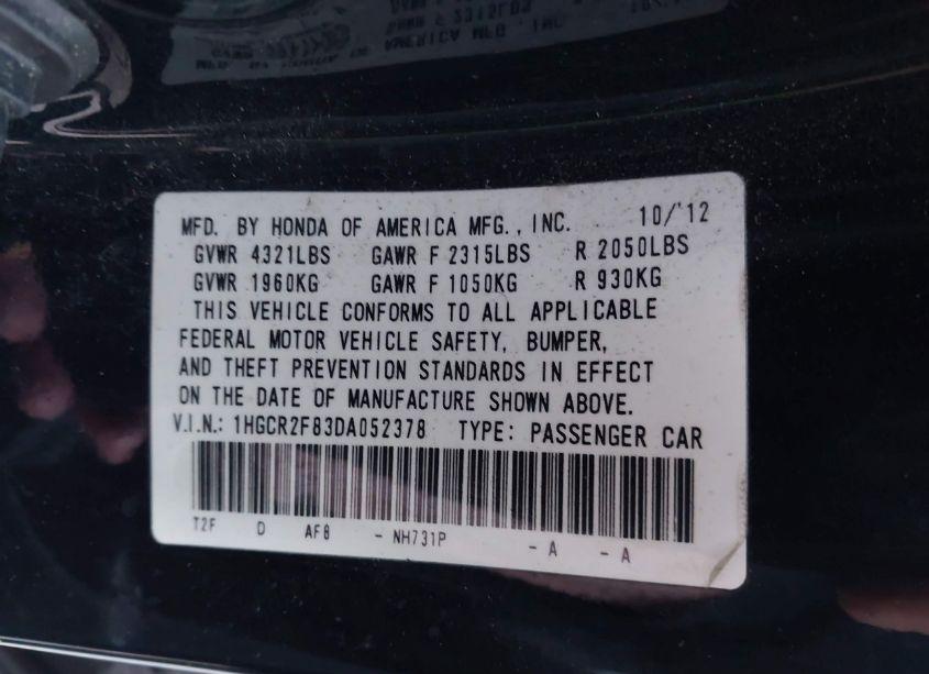 Photo 9 of 2013 Honda Accord EX-L (VIN 1HGCR2F83DA052378)