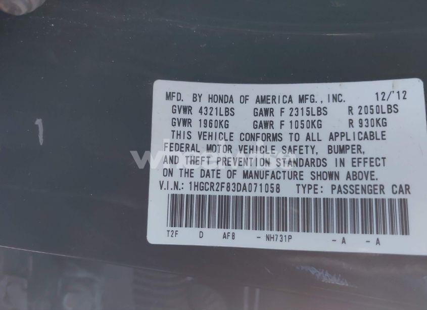 Photo 9 of 2013 Honda Accord EX-L (VIN 1HGCR2F83DA071058)