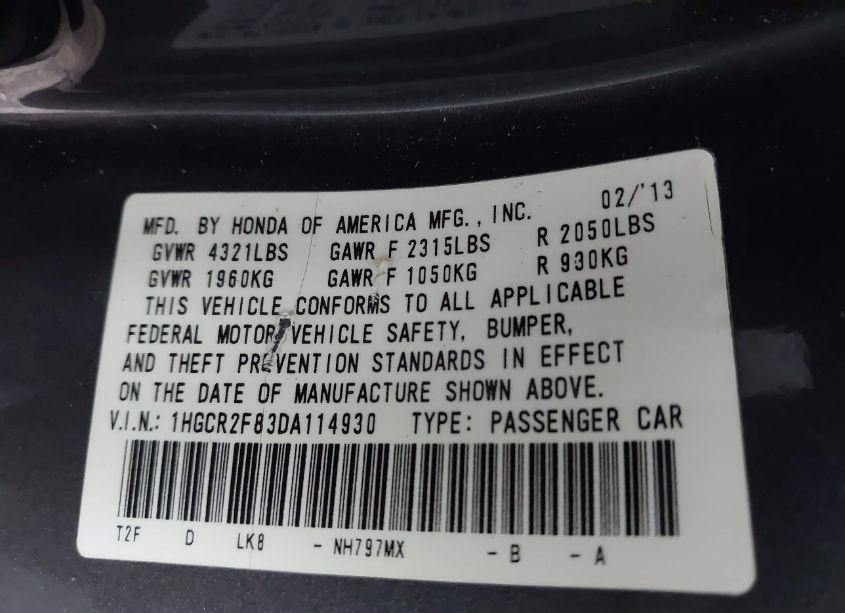 Photo 9 of 2013 Honda Accord EX-L (VIN 1HGCR2F83DA114930)