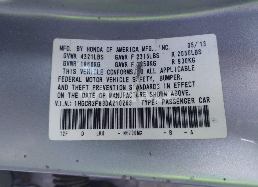 Photo 9 of 2013 Honda Accord EX-L (VIN 1HGCR2F83DA210203)