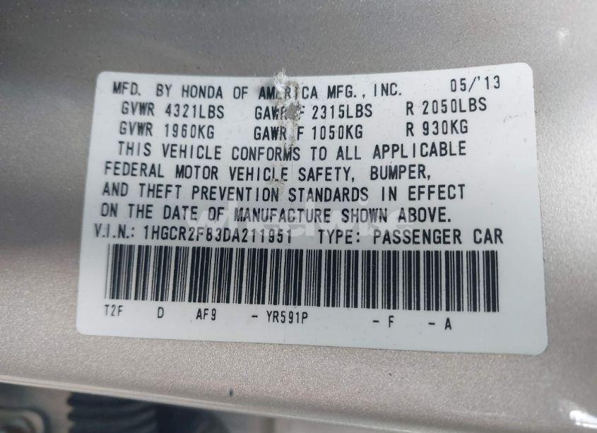 Photo 9 of 2013 Honda Accord EX-L (VIN 1HGCR2F83DA211951)