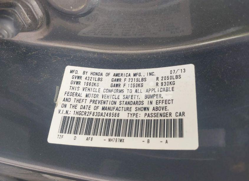 Photo 9 of 2013 Honda Accord EX-L (VIN 1HGCR2F83DA249566)