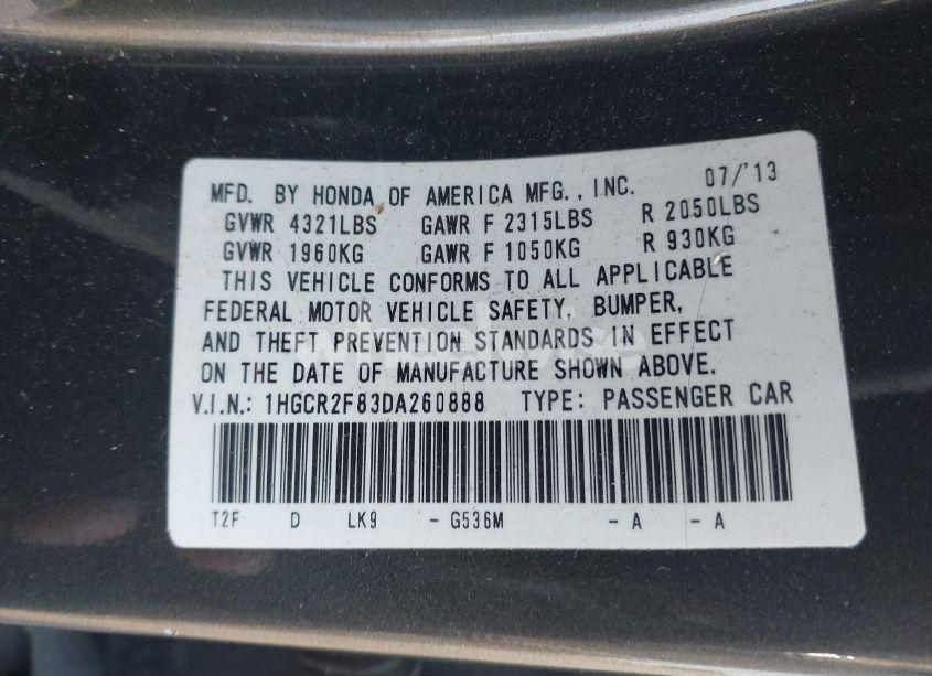 Photo 9 of 2013 Honda Accord EX-L (VIN 1HGCR2F83DA260888)