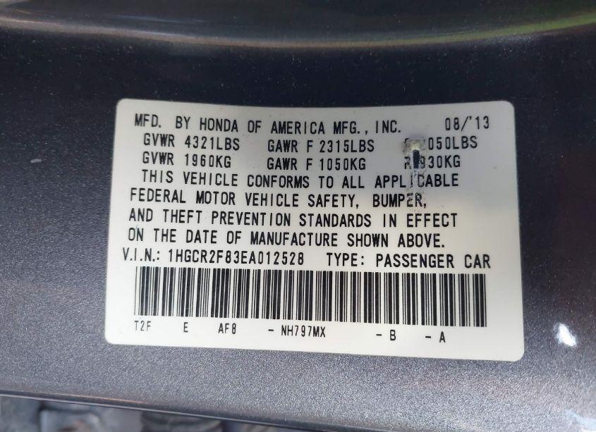 Photo 9 of 2014 Honda Accord EX-L (VIN 1HGCR2F83EA012528)