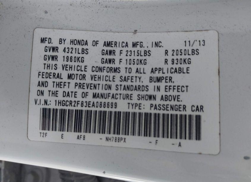 Photo 9 of 2014 Honda Accord EX-L (VIN 1HGCR2F83EA088699)