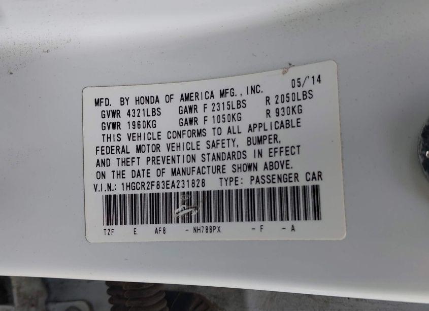 Photo 9 of 2014 Honda Accord EX-L (VIN 1HGCR2F83EA231828)